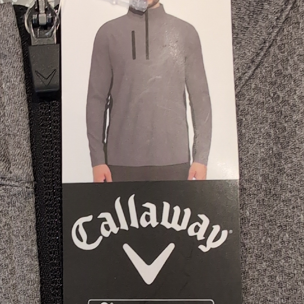 L: Callaway Men's 1/3 Zip Gray Sweater With Side Pockets